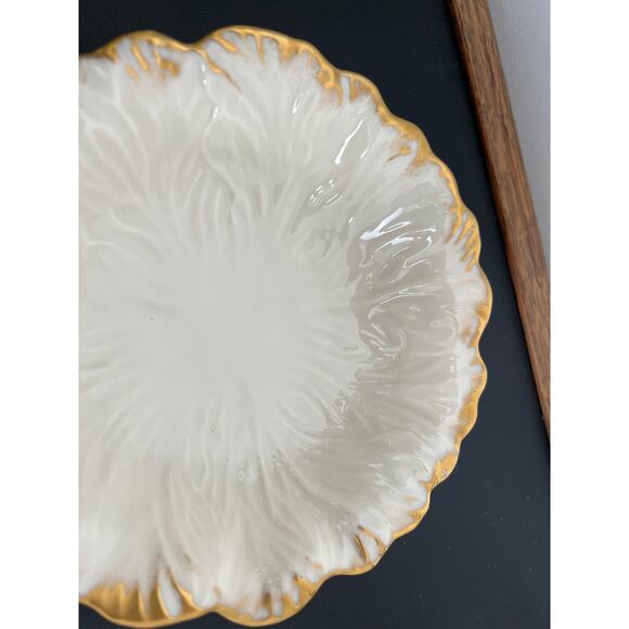 LENOX: Vintage Round Small Dish with Gold Detailing, Flower Petal Design - Picture 8 of 10